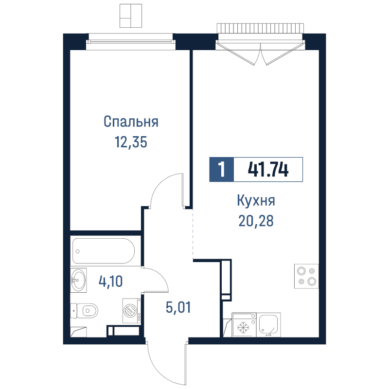2 ккв (Евро) 41,7 м²