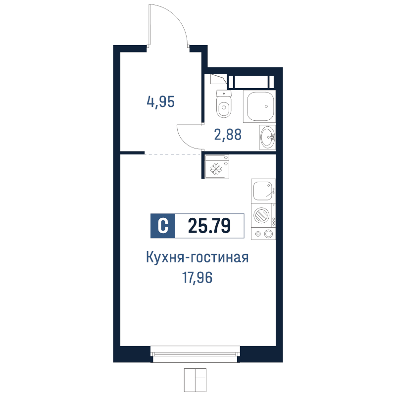 Студия 25,8 м²