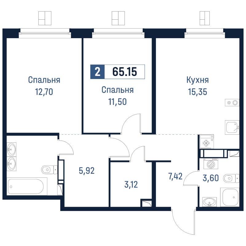 3 ккв (Евро) 65,2 м²