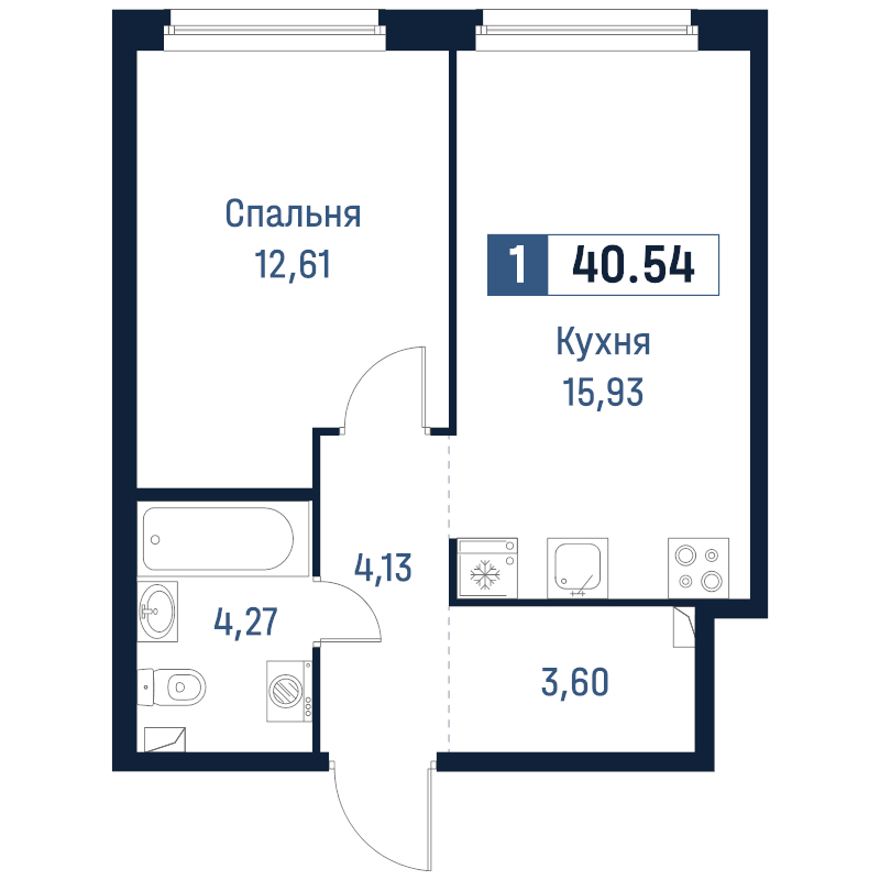 2 ккв (Евро) 40,5 м²