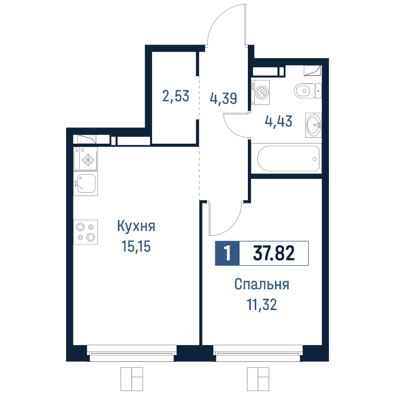 2 ккв (Евро) 37,8 м²