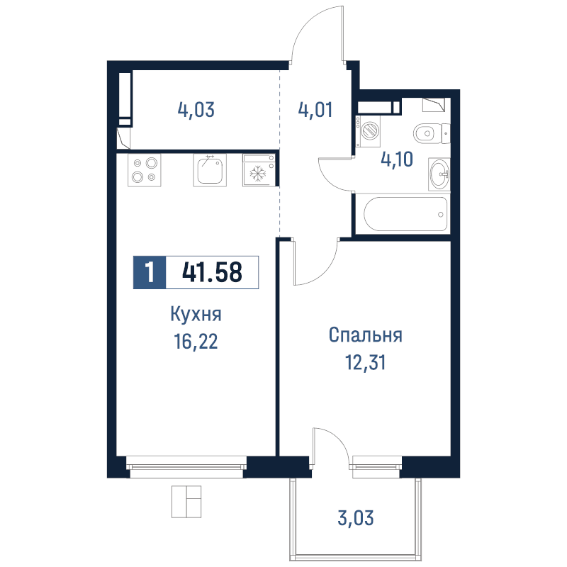 2 ккв (Евро) 41,6 м²