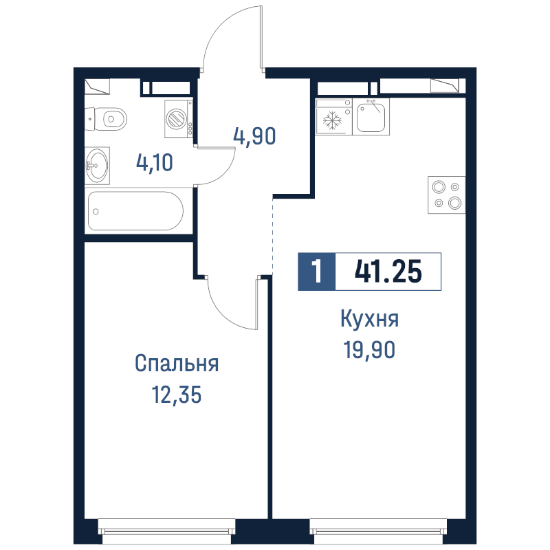 2 ккв (Евро) 41,3 м²