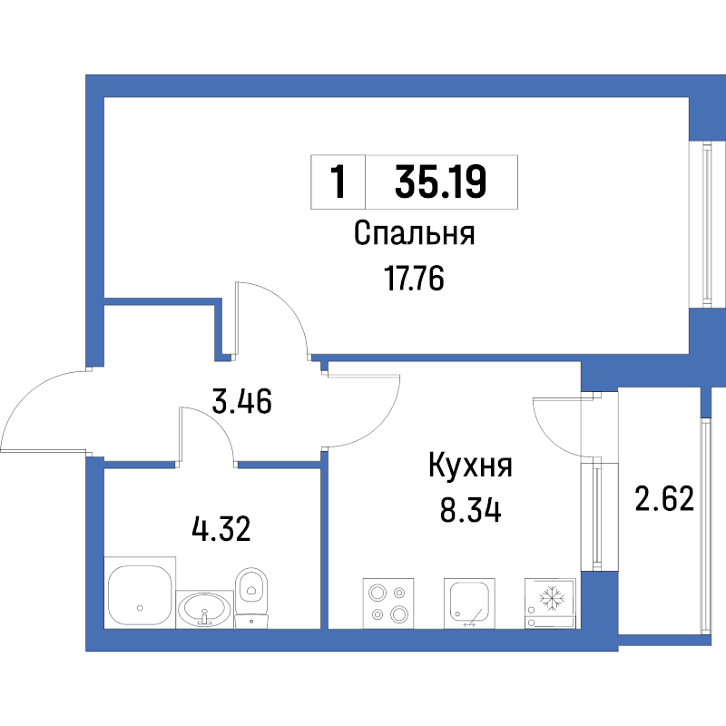 1 ккв 35,2 м²