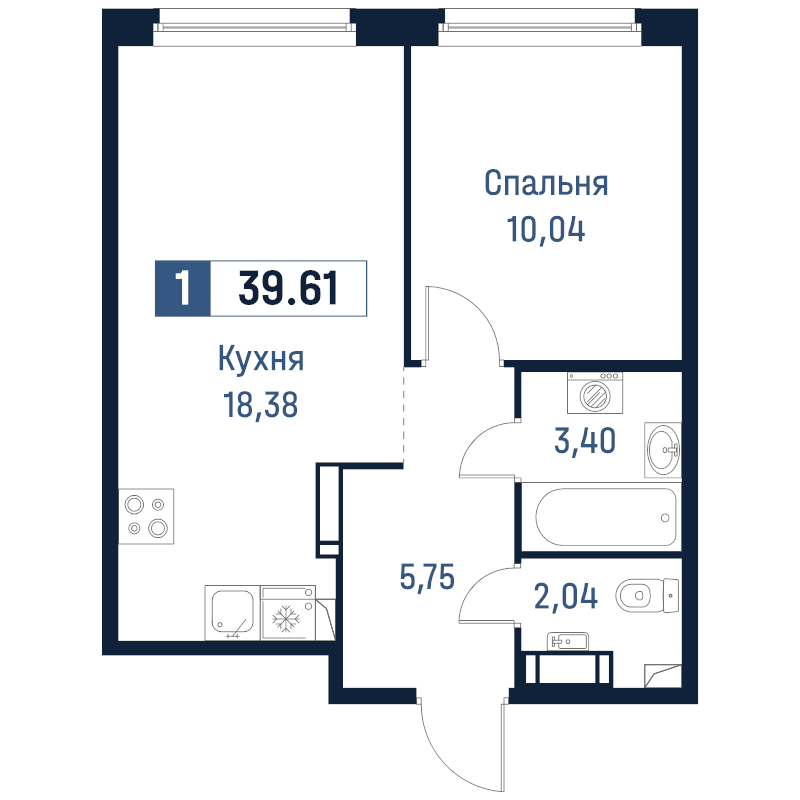 2 ккв (Евро) 39,6 м²