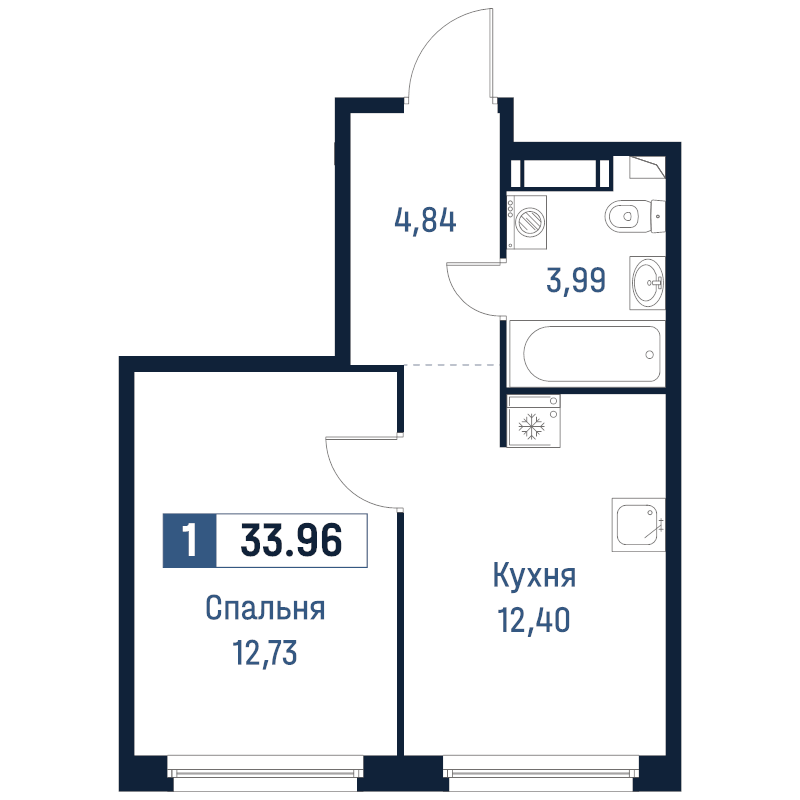 1 ккв 34 м²