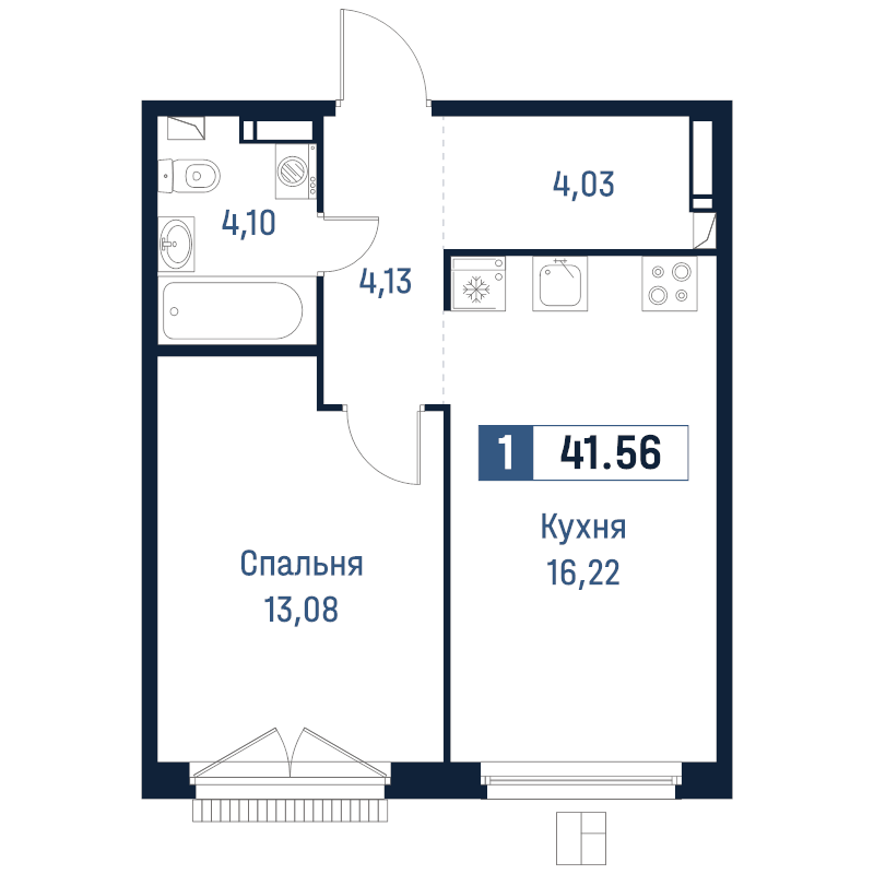 2 ккв (Евро) 41,6 м²