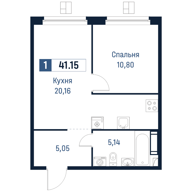 2 ккв (Евро) 41,2 м²