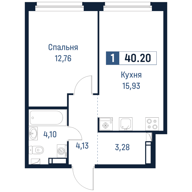 2 ккв (Евро) 40,2 м²