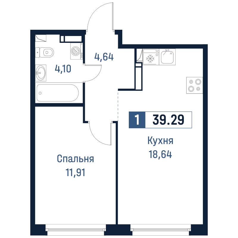2 ккв (Евро) 39,3 м²