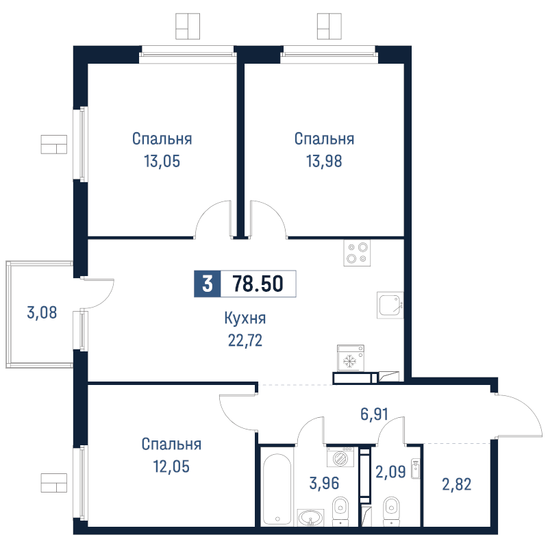 4 ккв (Евро) 78,5 м²