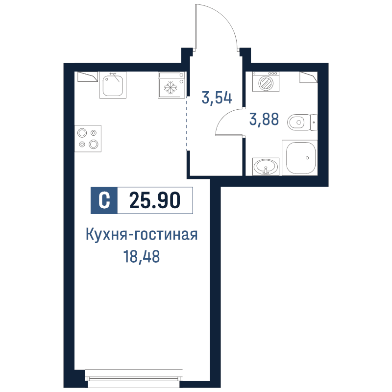 Студия 25,9 м²