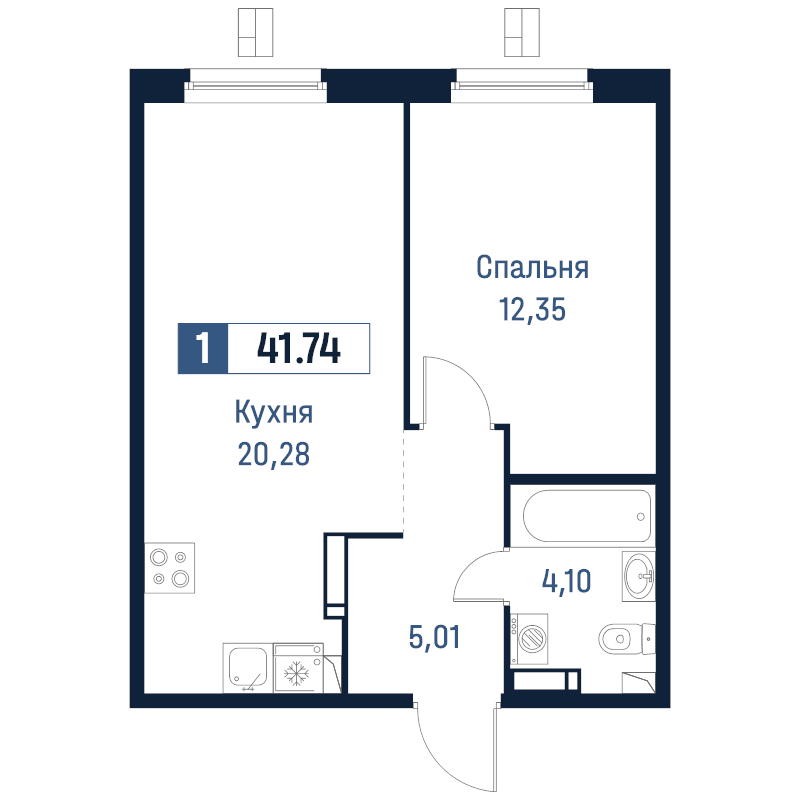 2 ккв (Евро) 41,7 м²
