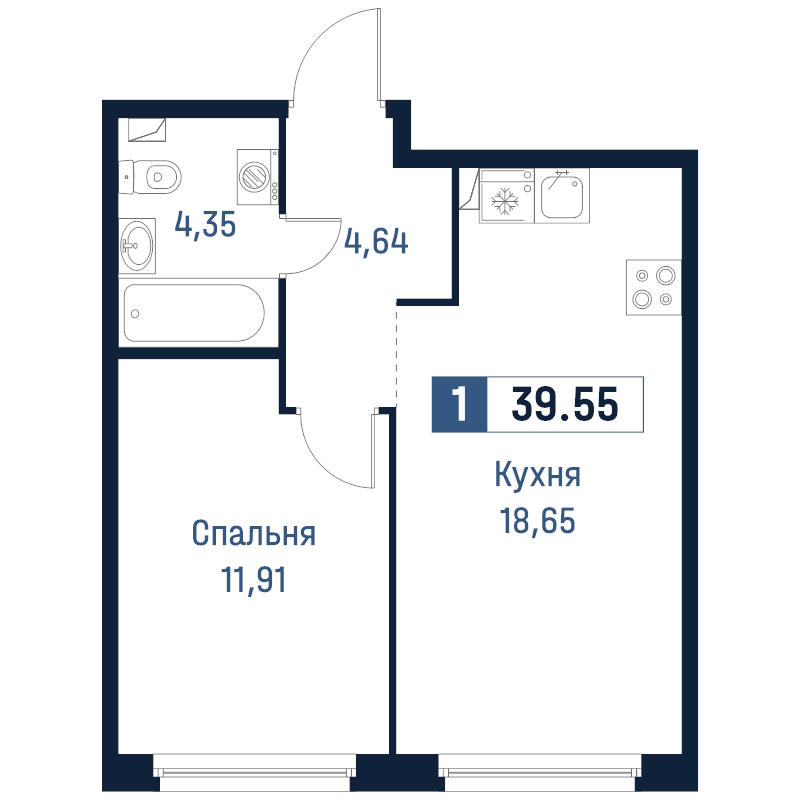 2 ккв (Евро) 39,6 м²