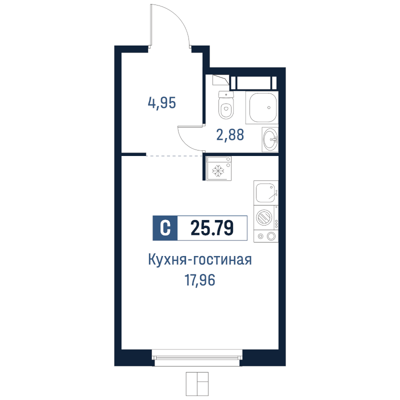 Студия 25,8 м²