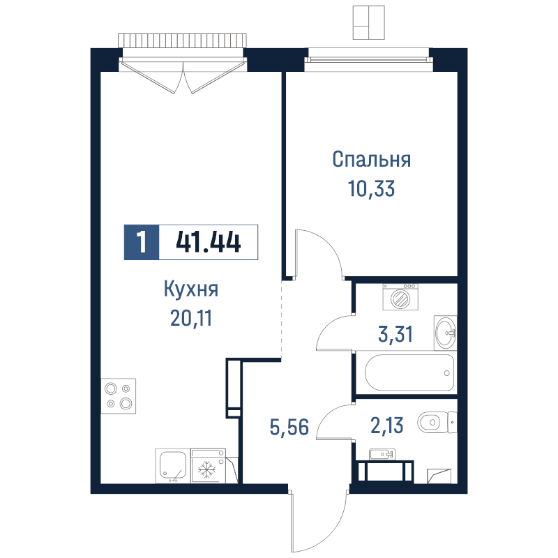2 ккв (Евро) 41,4 м²