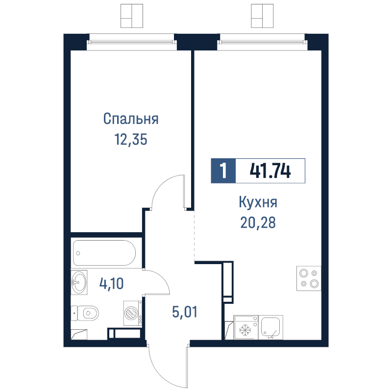 2 ккв (Евро) 41,7 м²