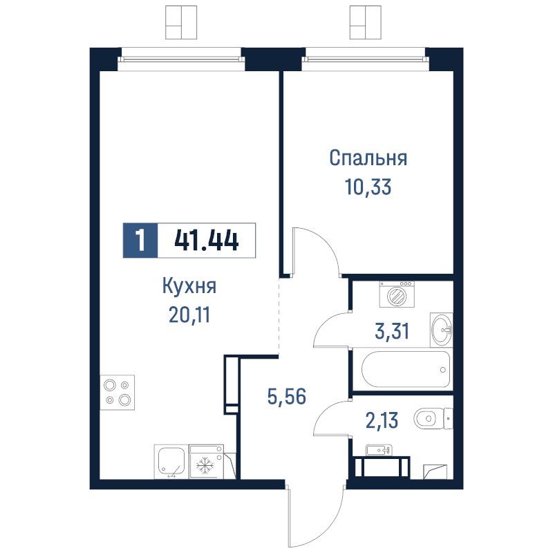 2 ккв (Евро) 41,4 м²