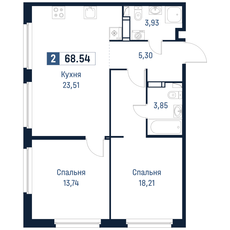 3 ккв (Евро) 68,5 м²