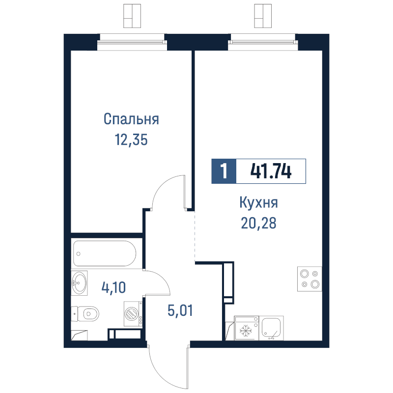 2 ккв (Евро) 41,7 м²