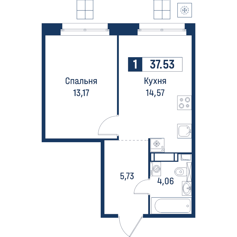 1 ккв 37,5 м²
