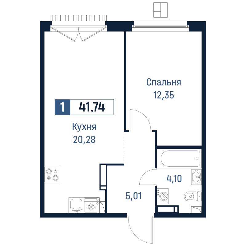 2 ккв (Евро) 41,7 м²