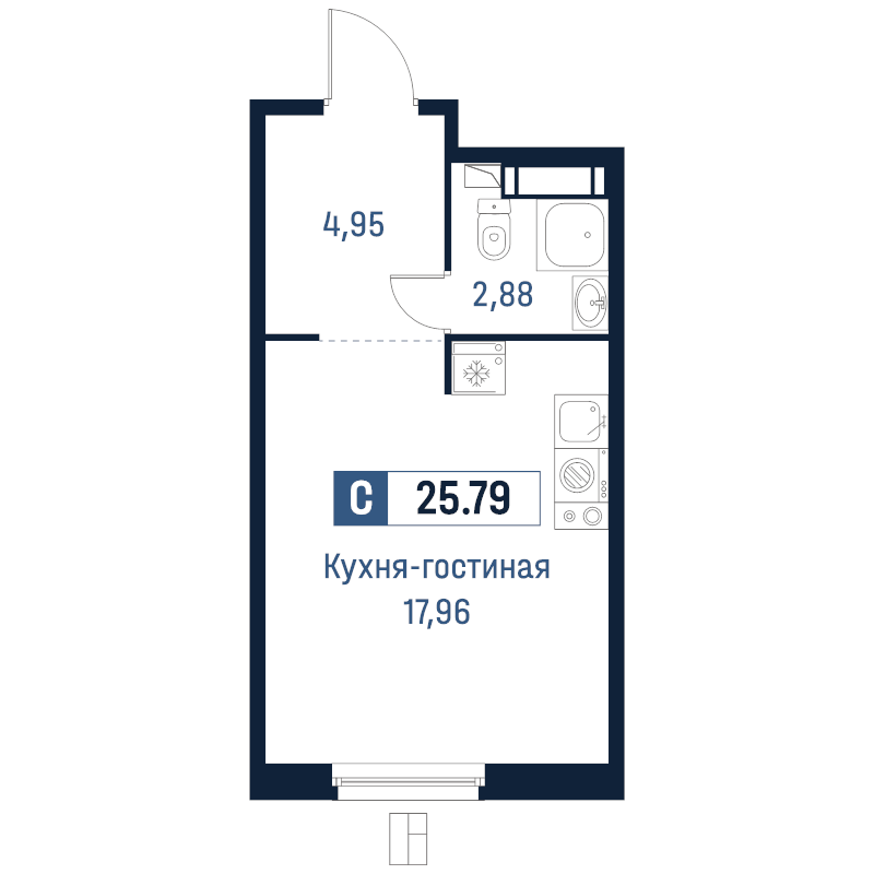 Студия 25,8 м²