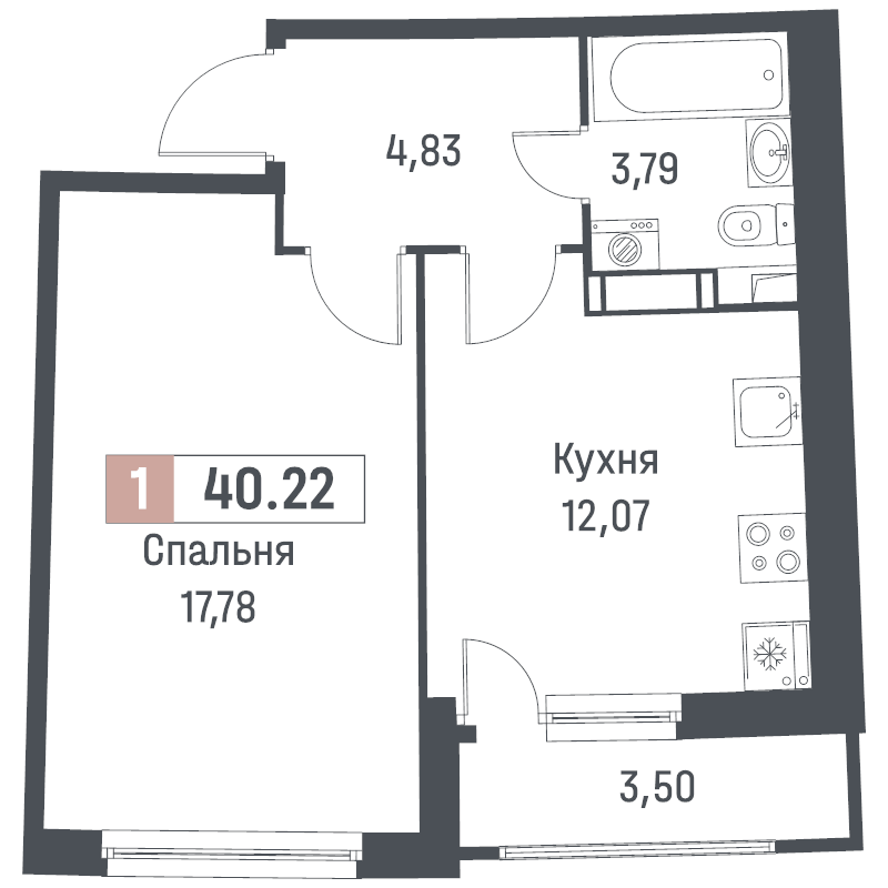 1 ккв 40,2 м²