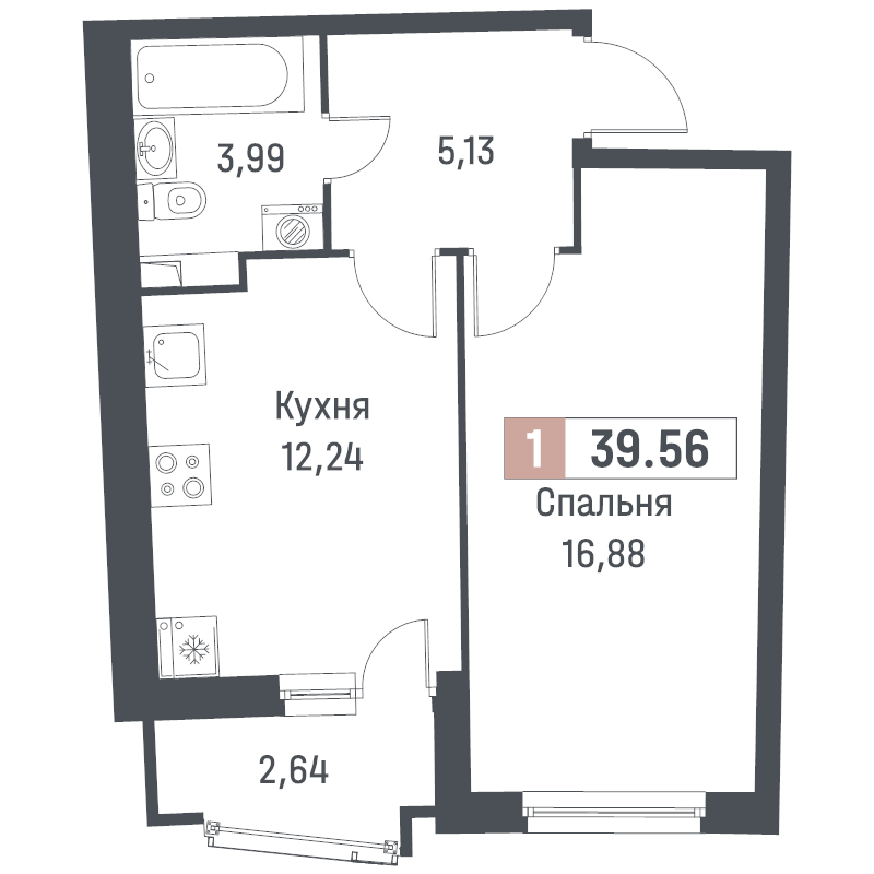 1 ккв 39,6 м²