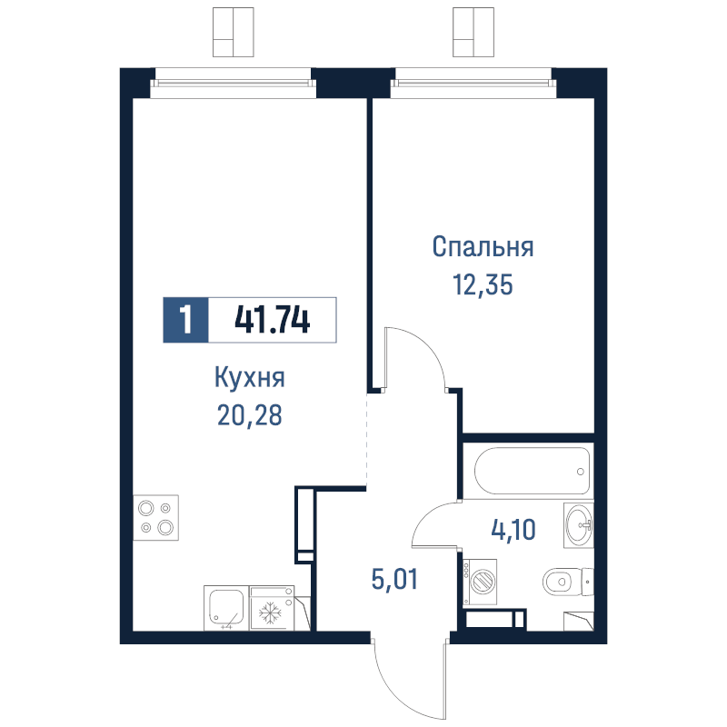 2 ккв (Евро) 41,7 м²