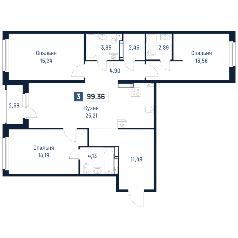 4 ккв (Евро) 99,4 м²