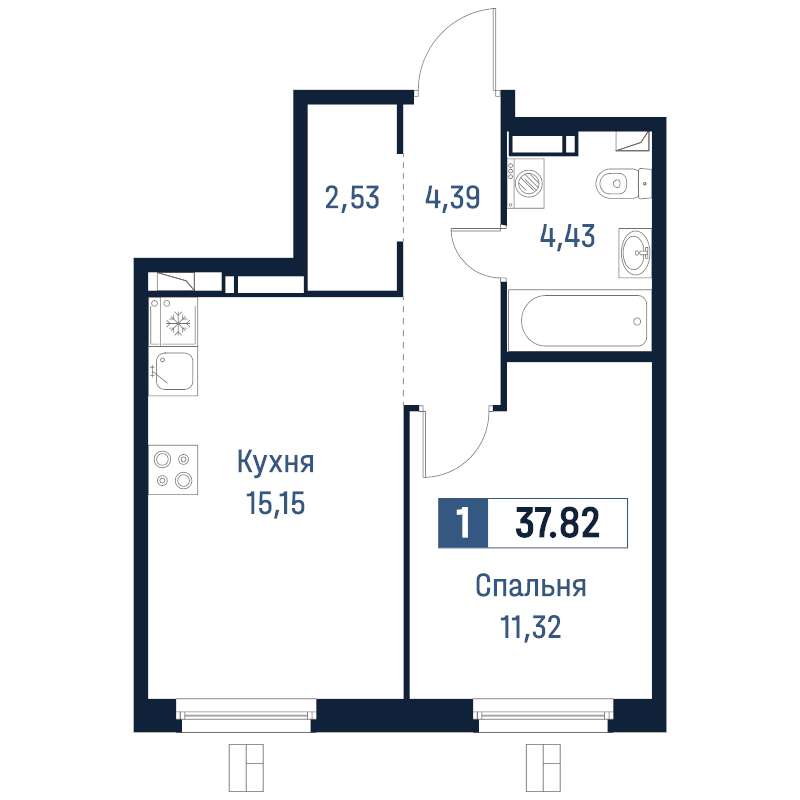 2 ккв (Евро) 37,8 м²