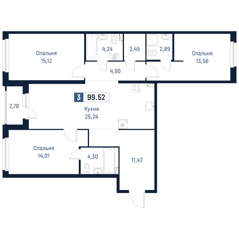 4 ккв (Евро) 99,5 м²