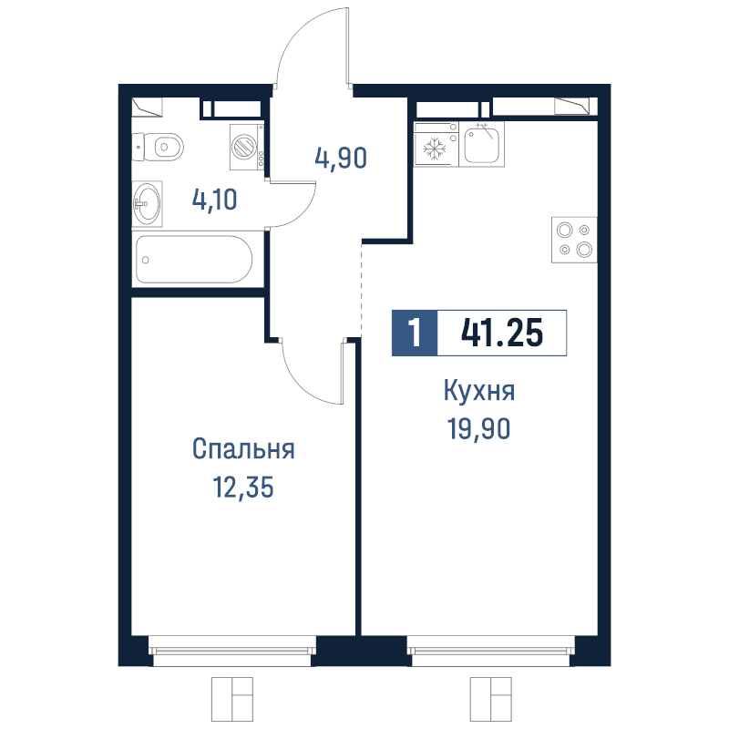 2 ккв (Евро) 41,3 м²