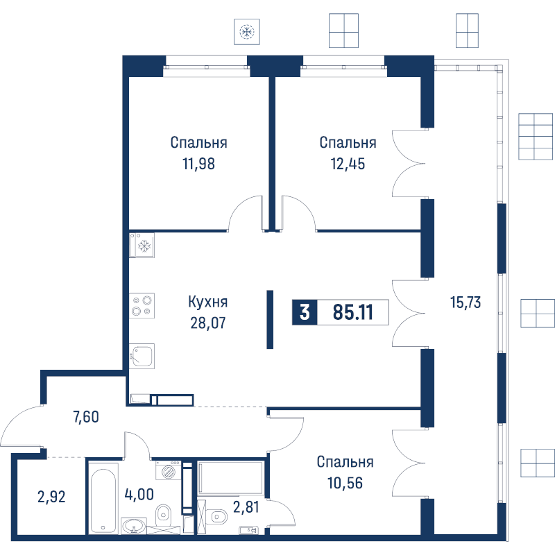 4 ккв (Евро) 85,1 м²