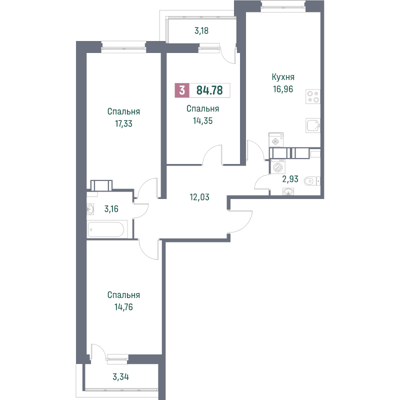 4 ккв (Евро) 83,3 м²
