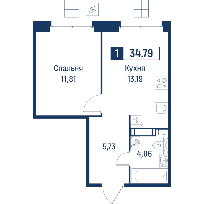 1 ккв 34,8 м²