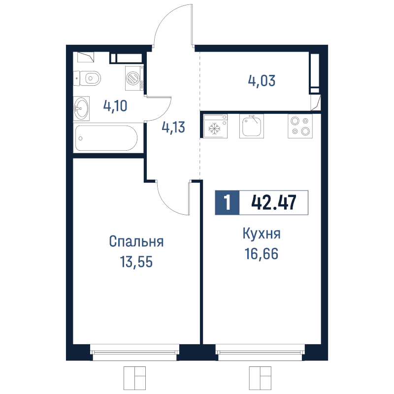 2 ккв (Евро) 42,5 м²
