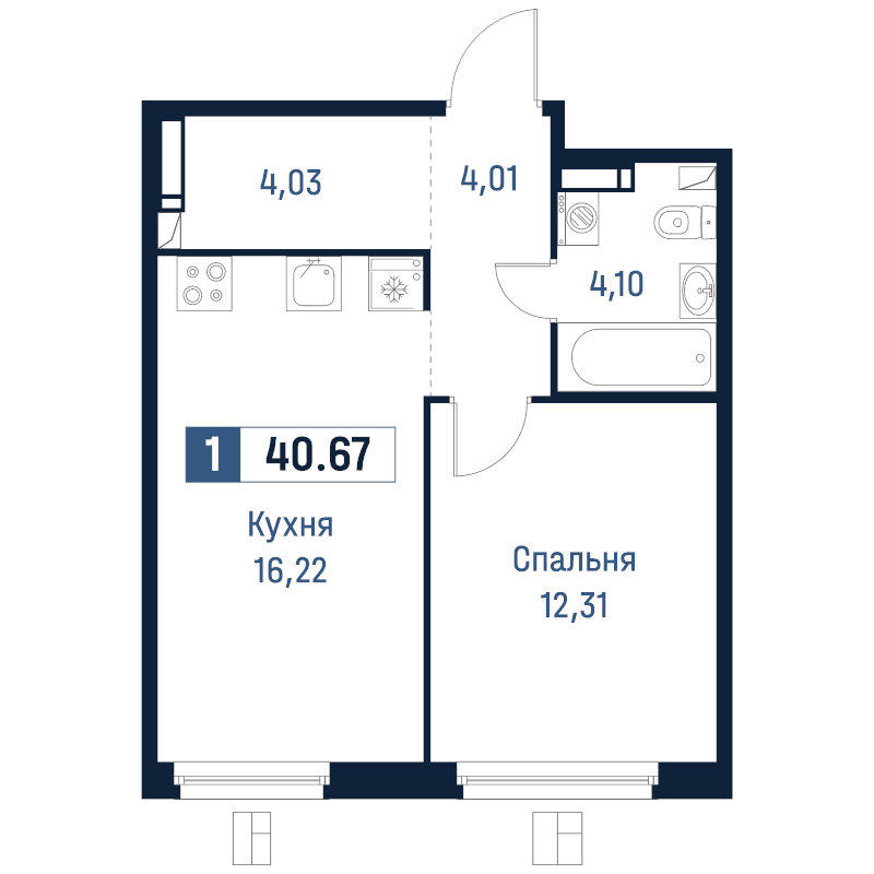 2 ккв (Евро) 40,7 м²