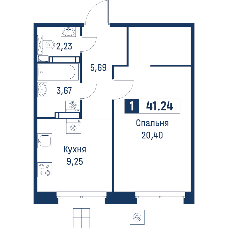 1 ккв 41,2 м²