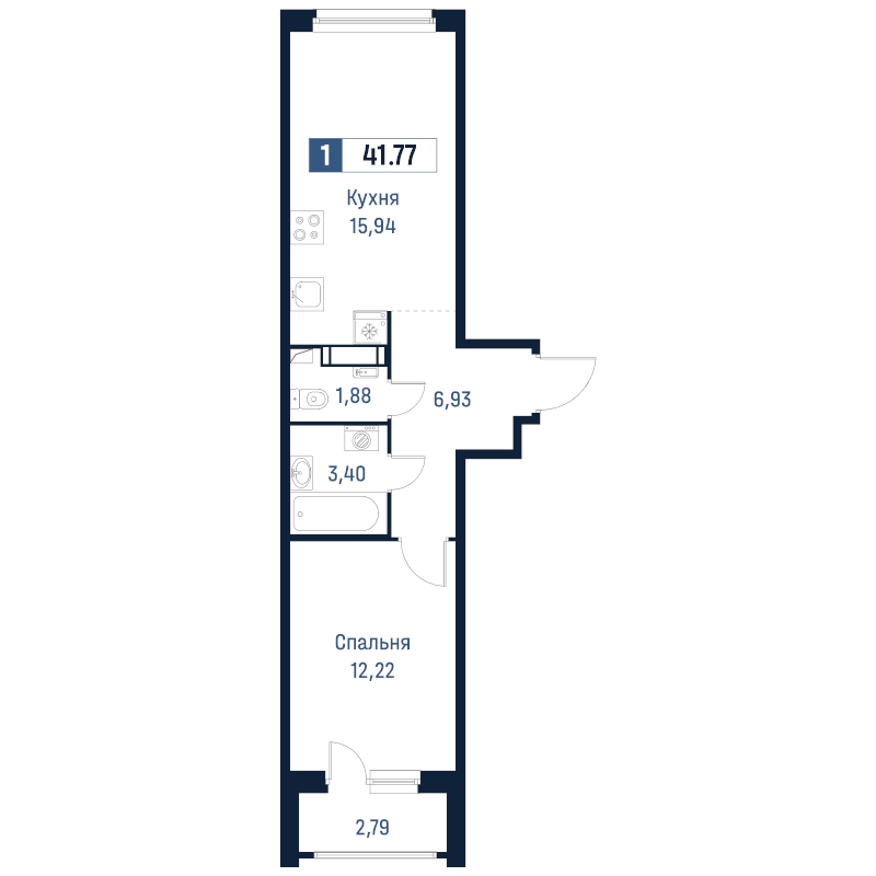 2 ккв (Евро) 41,8 м²