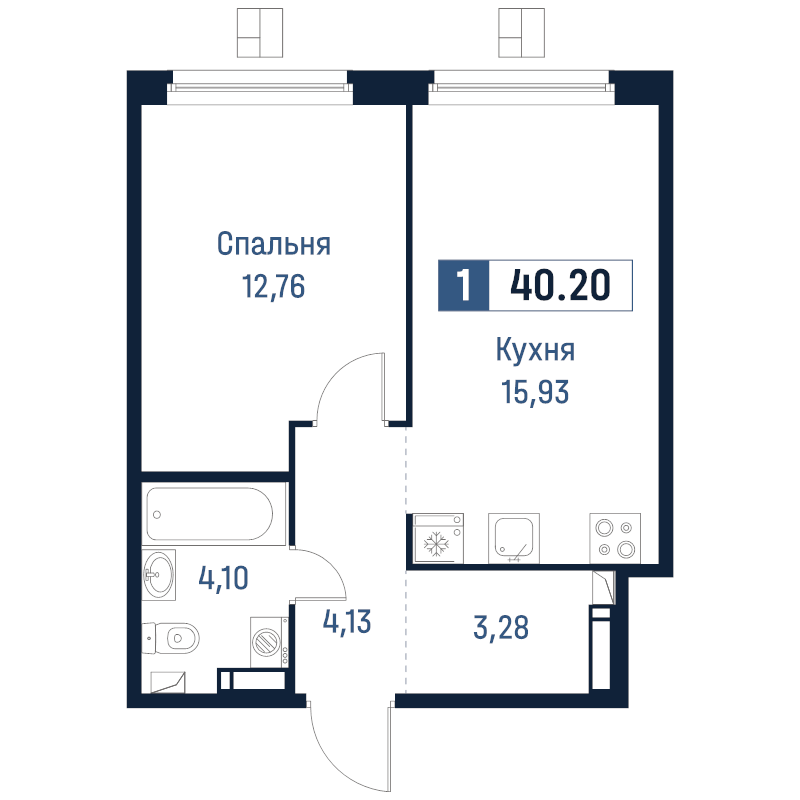 2 ккв (Евро) 40,2 м²