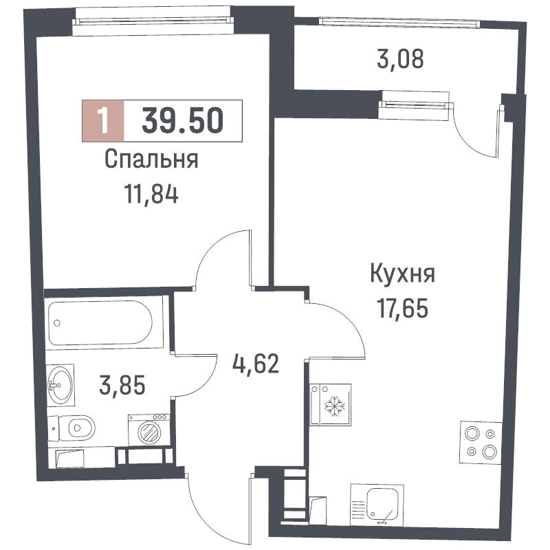 2 ккв (Евро) 39,5 м²