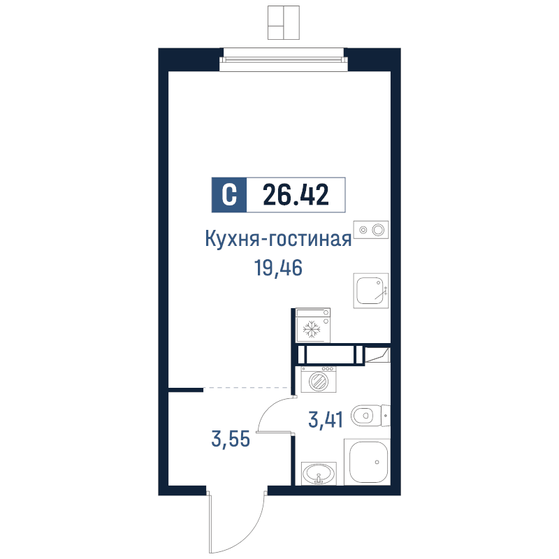 Студия 26,4 м²