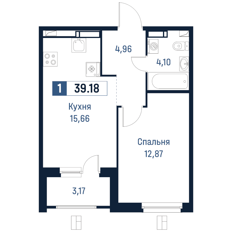 2 ккв (Евро) 39,2 м²