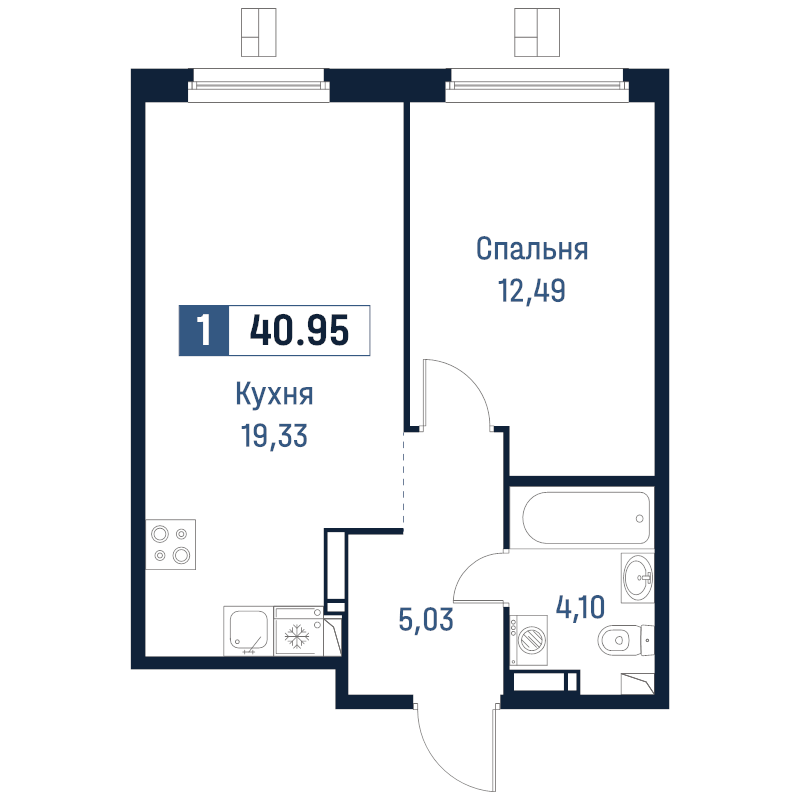2 ккв (Евро) 41 м²