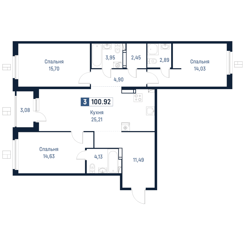 4 ккв (Евро) 100,9 м²