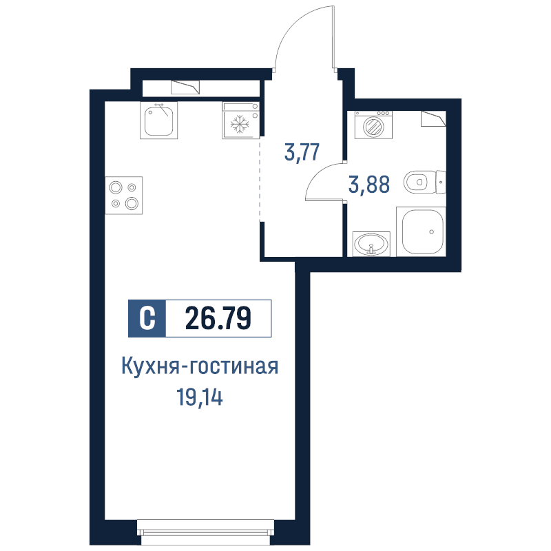 Студия 26,8 м²