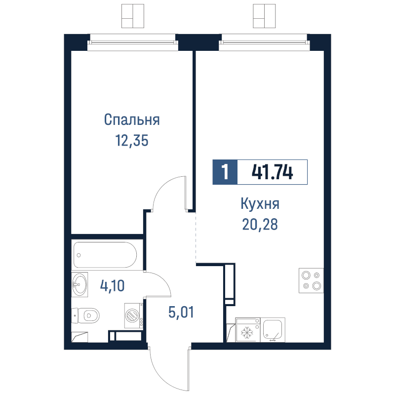 2 ккв (Евро) 41,7 м²