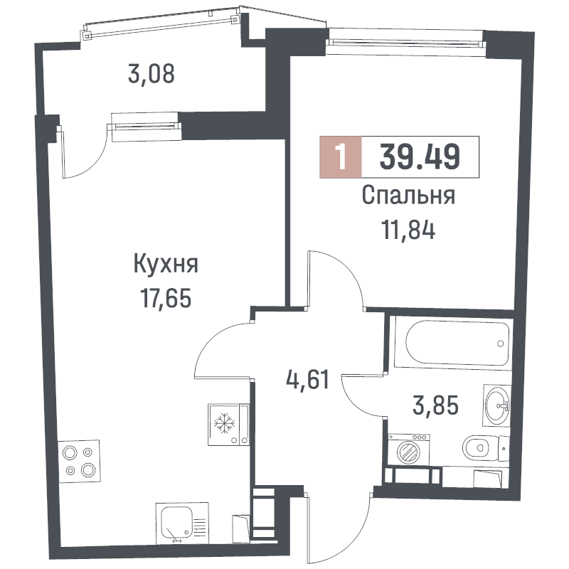 2 ккв (Евро) 39,5 м²